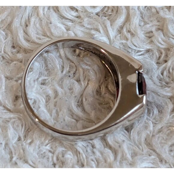 Vintage Red Garnet Signet Ring Sterling Silver Unique Gemstone Natural Stone 7 - Picture 3 of 8